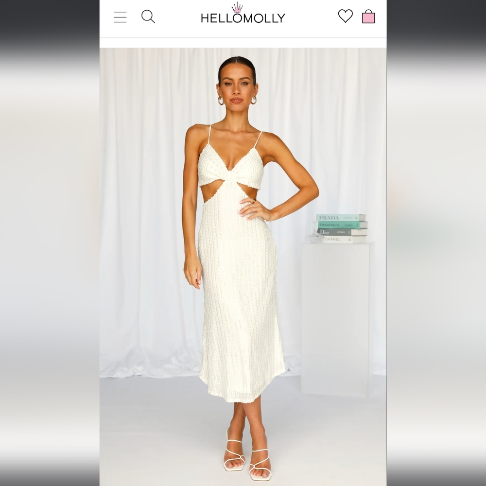 Hello Molly Sparkling Love Midi Dress White Bride Bachelorette Graduation